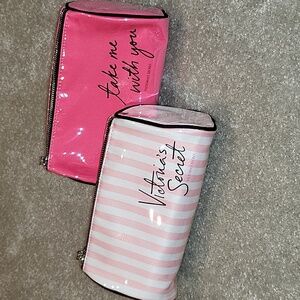 Two Victoria's Secret Makeup Cosmetic Toiletry Travel Bags